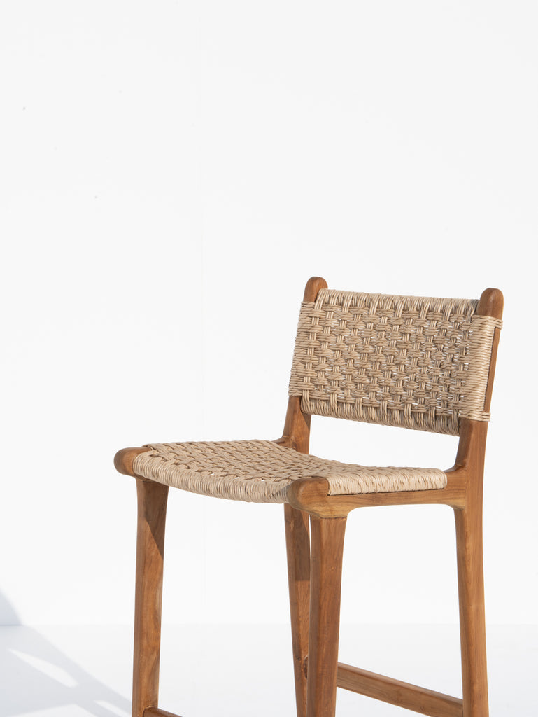 Hampshire Woven Teak Bar Chair Side view 4