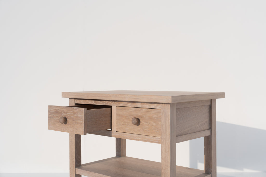 Hamptons Oak Bedside Table Detailed Texture View 1