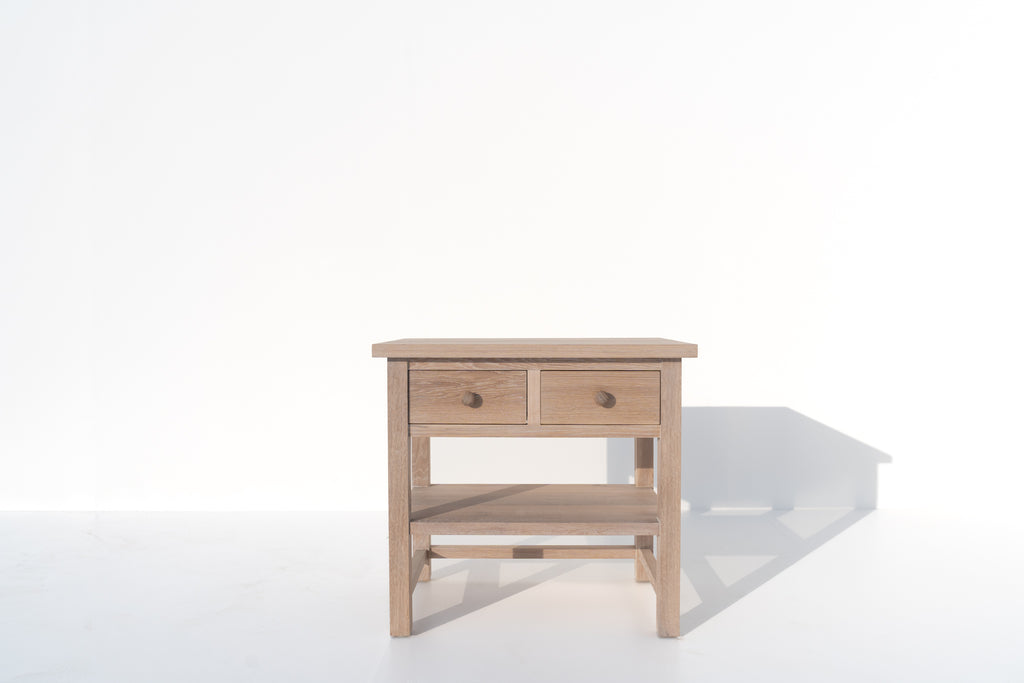 Hamptons Oak Bedside Table Front View 1