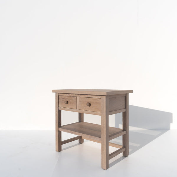 Hamptons Oak Bedside Table Perspective View 1
