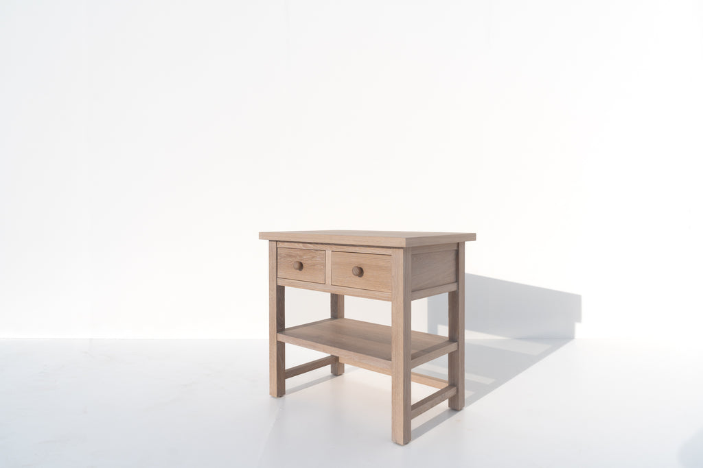 Hamptons Oak Bedside Table Perspective View 2
