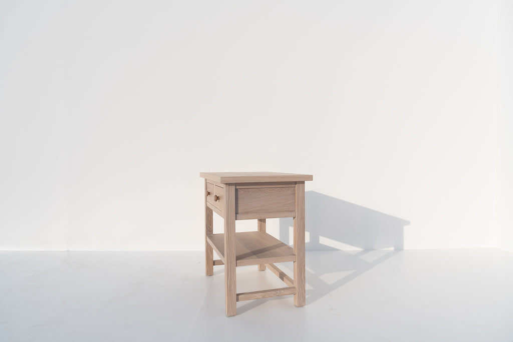 Hamptons Oak Bedside Table Perspective View 3
