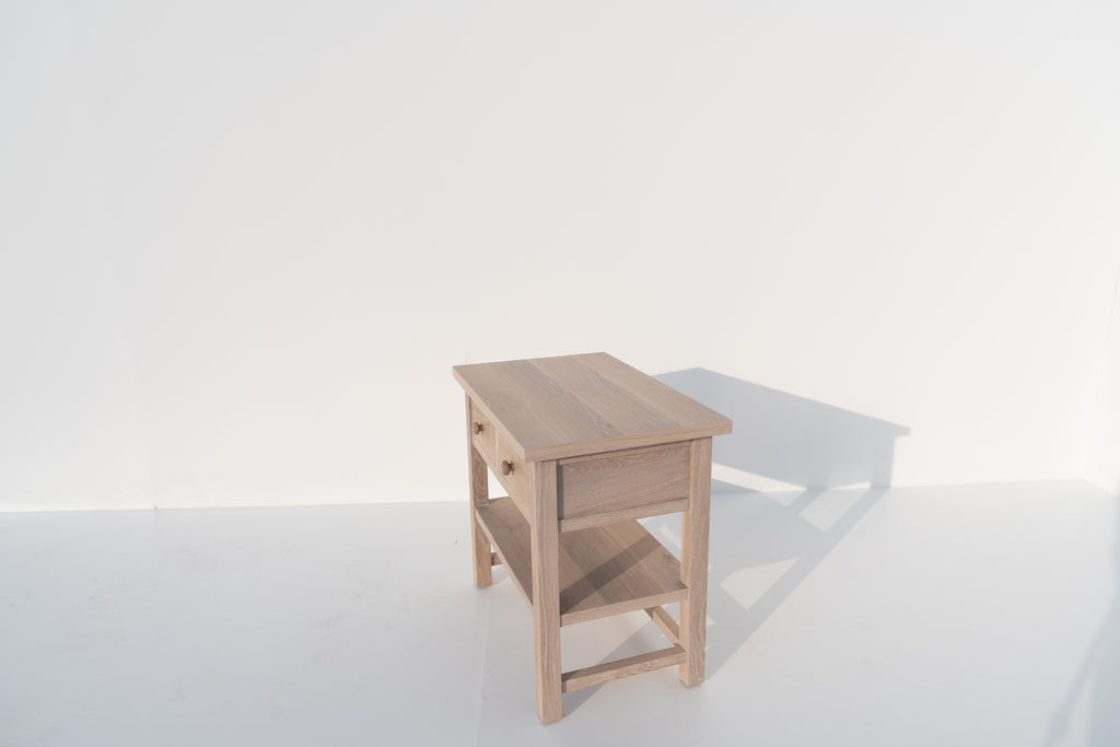 Hamptons Oak Bedside Table Perspective View 4