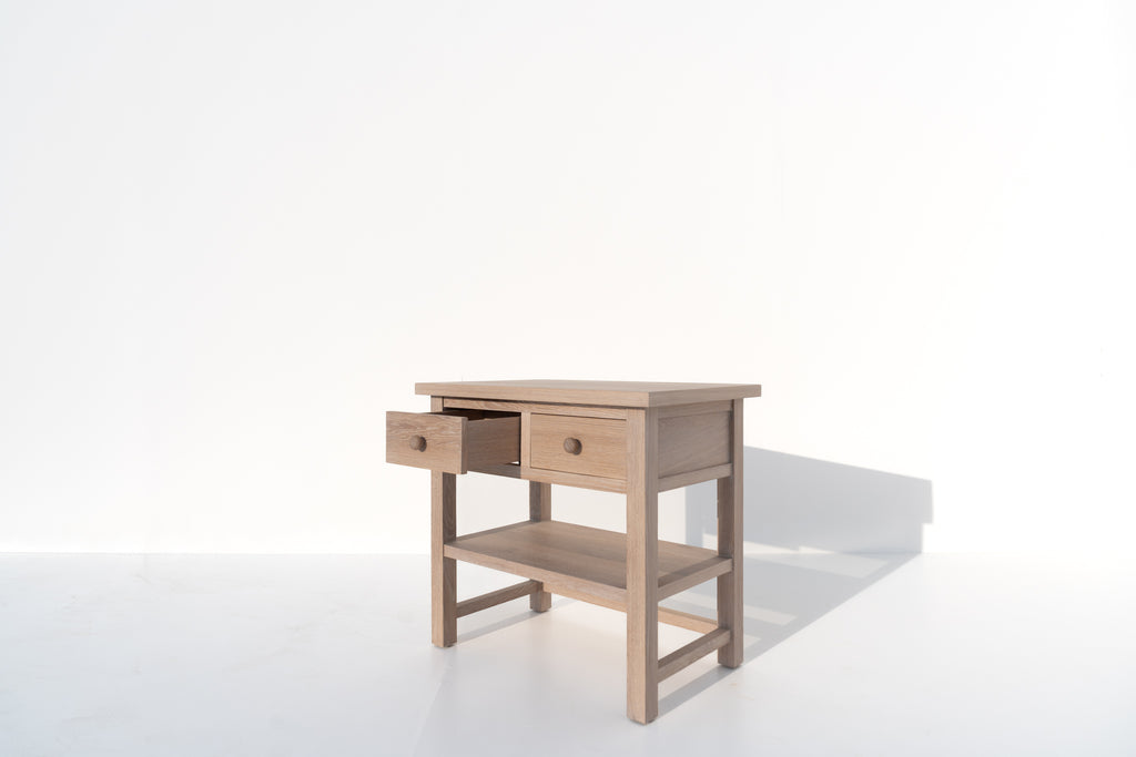 Hamptons Oak Bedside Table Perspective View 5