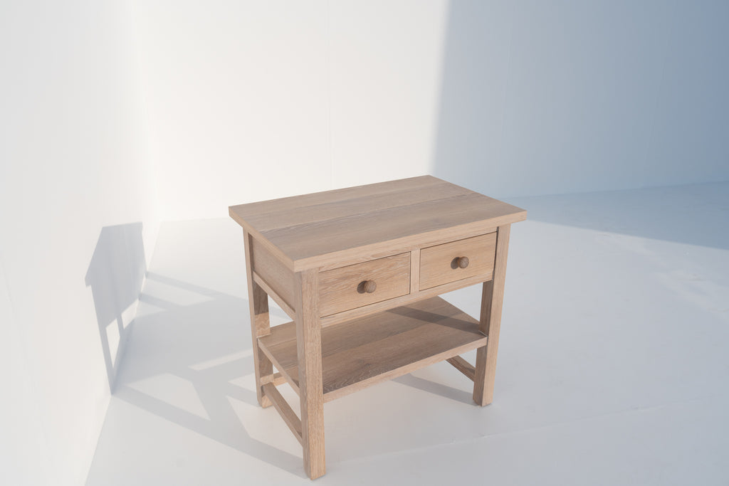 Hamptons Oak Bedside Table Perspective View 6