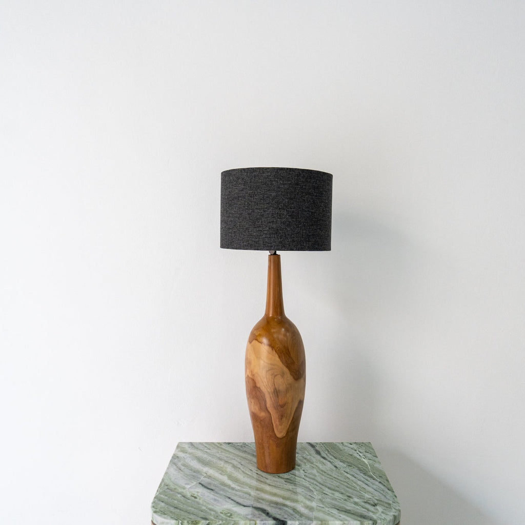 Harbour Teak Vase Table Lamp Front Perspective View 2