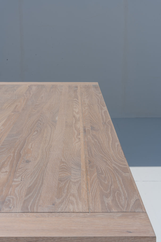 Heritage Lime-washed Oak Dining Table Detailed Top Texture View 3