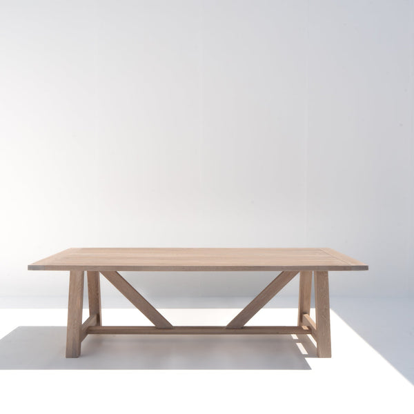Heritage Lime-washed Oak Dining Table Front View 1