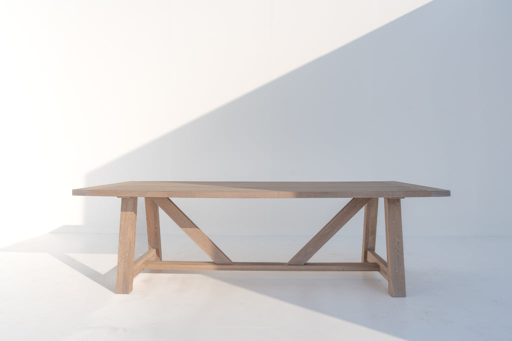 Heritage Lime-washed Oak Dining Table Front View 2