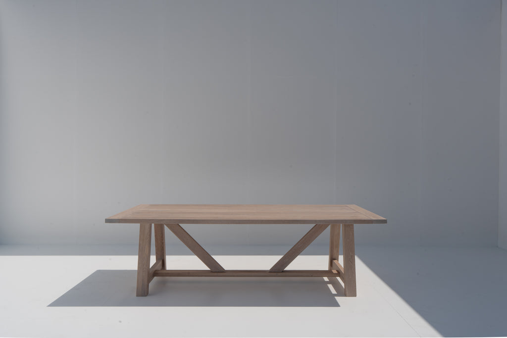 Heritage Lime-washed Oak Dining Table Front View 5