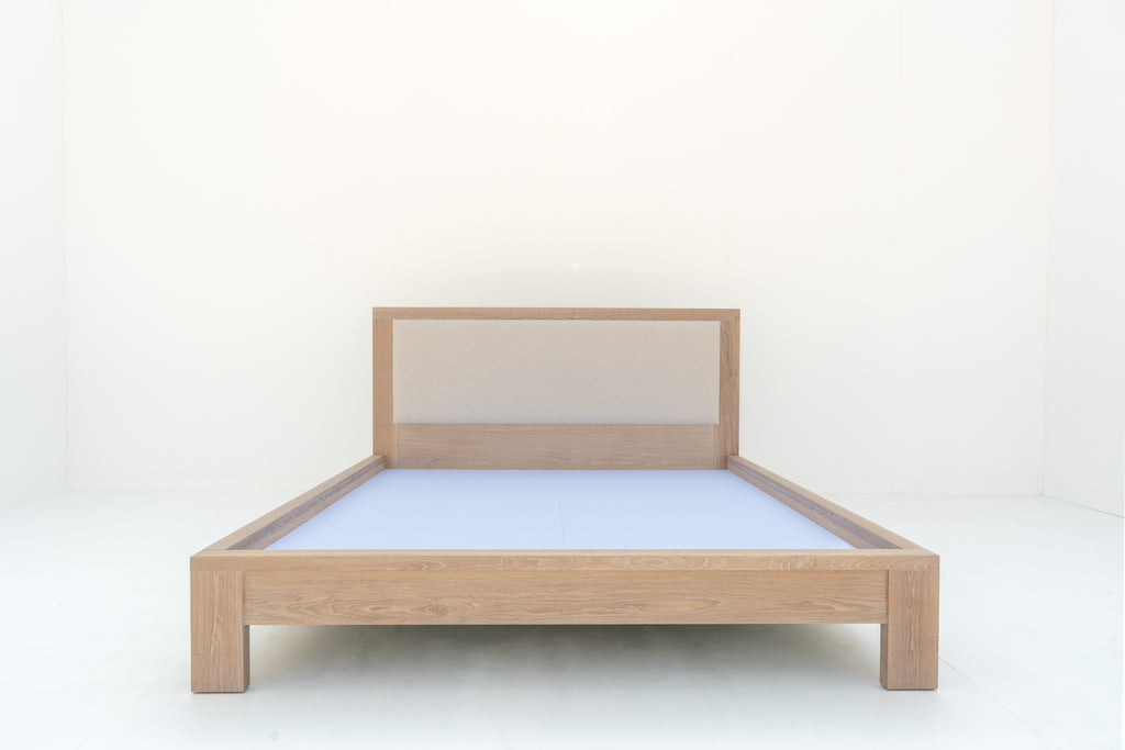 Heritage Upholstered Oak Bed Front View 1