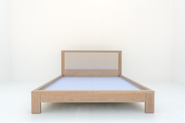 Heritage Upholstered Oak Bed Front View 1