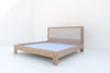 Heritage Upholstered Oak Bed Perspective View 1