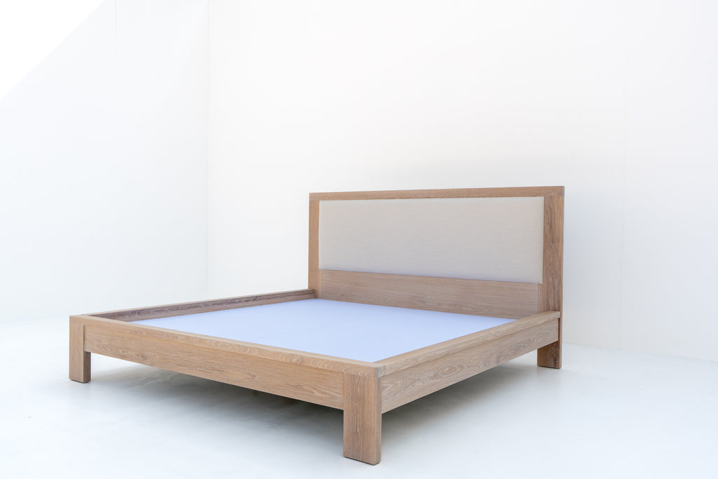 Heritage Upholstered Oak Bed Perspective View 2