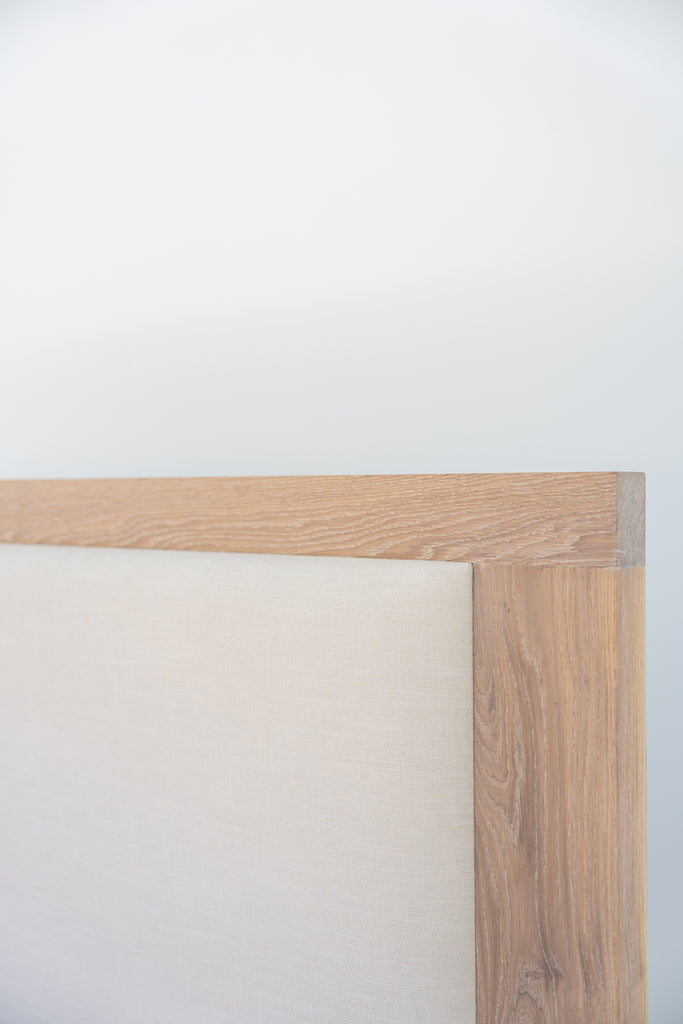 Heritage Upholstered Oak Bed Perspective View 4