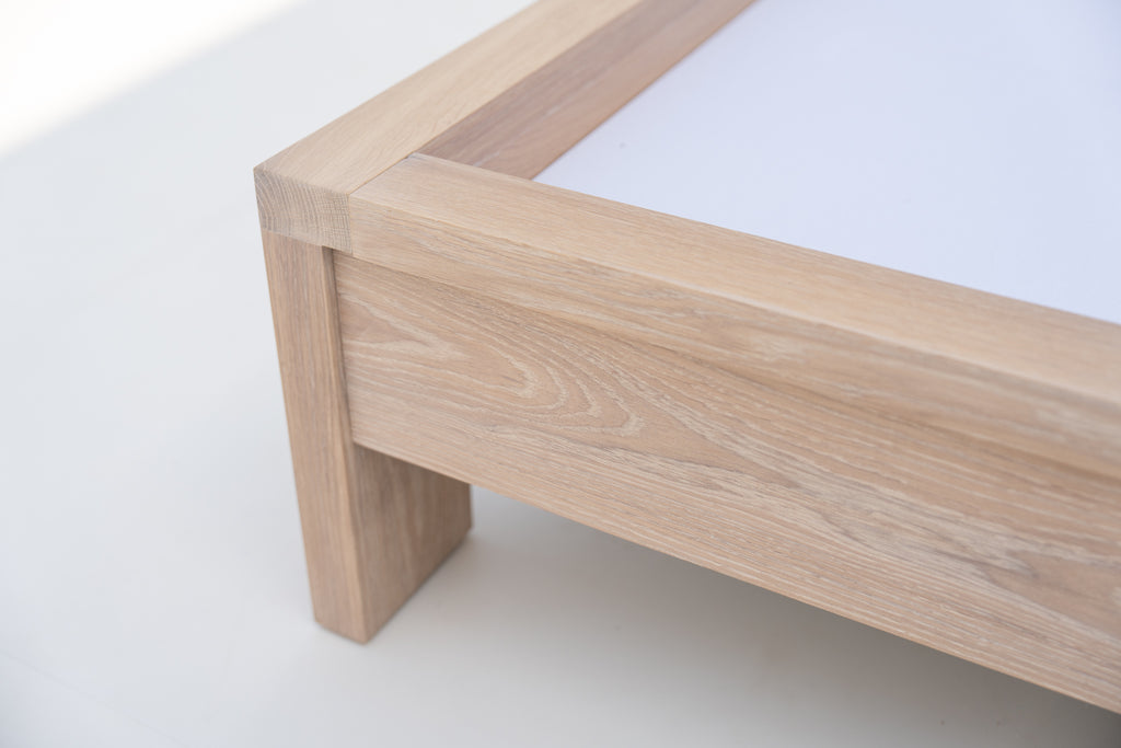 Heritage Upholstered Oak Bed Perspective View 5