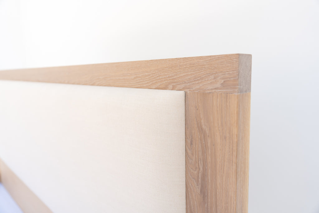 Heritage Upholstered Oak Bed Perspective View 7