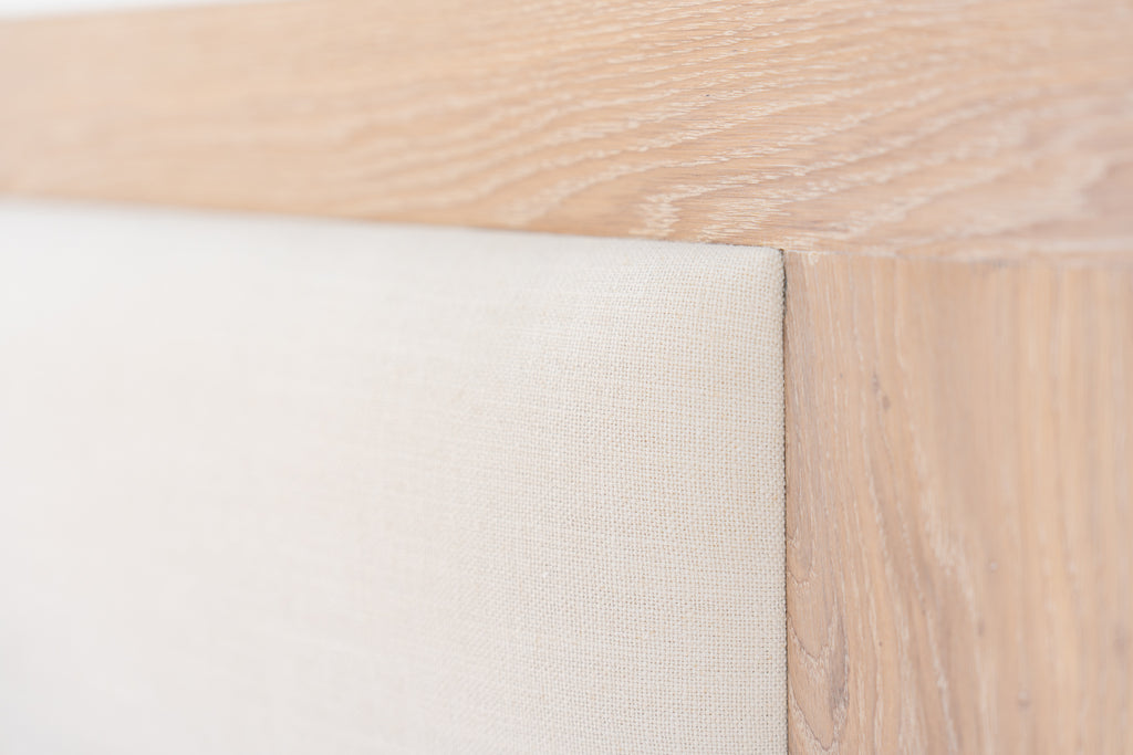 Heritage Upholstered Oak Bed Perspective View 8