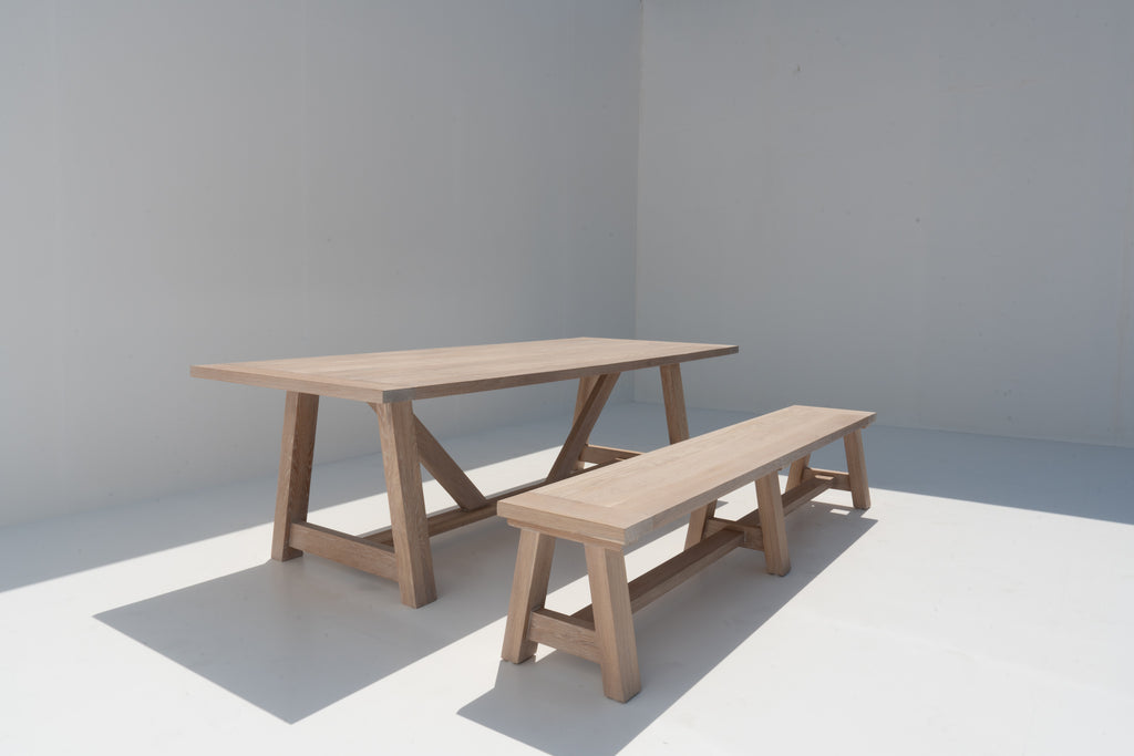 Heritage White-washed Oak Bench Perspective View 5