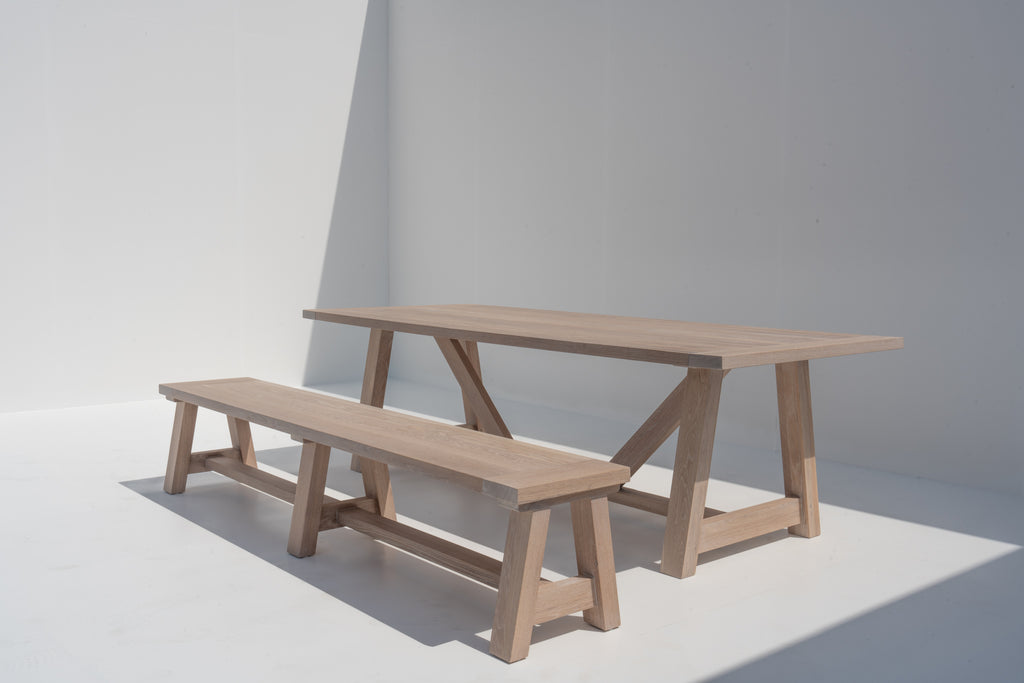 Heritage White-washed Oak Bench Perspective View 6