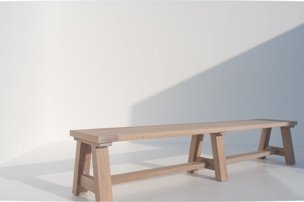 Heritage White-washed Oak Bench Perspective View 7