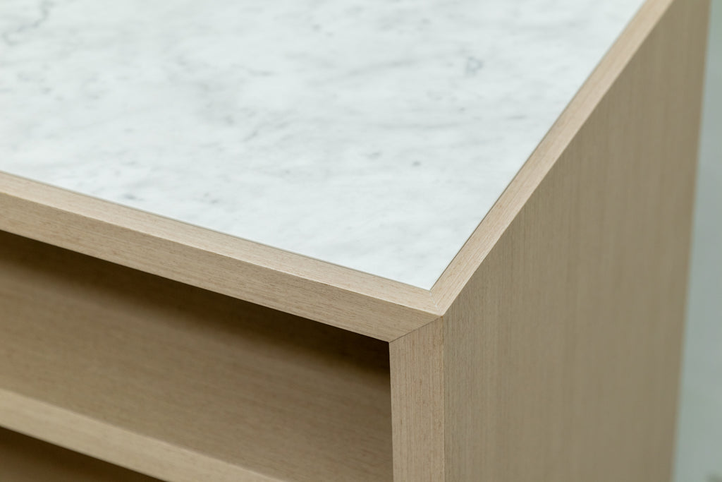 Jodie Marble Top Bed Side Table Side view 11