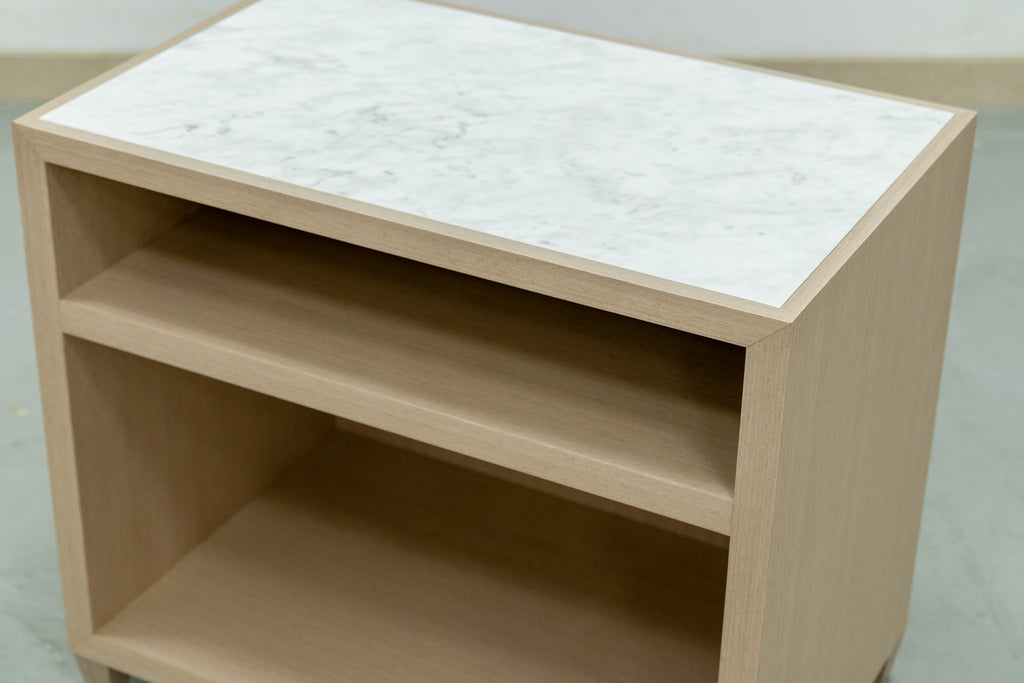 Jodie Marble Top Bed Side Table Side view 3