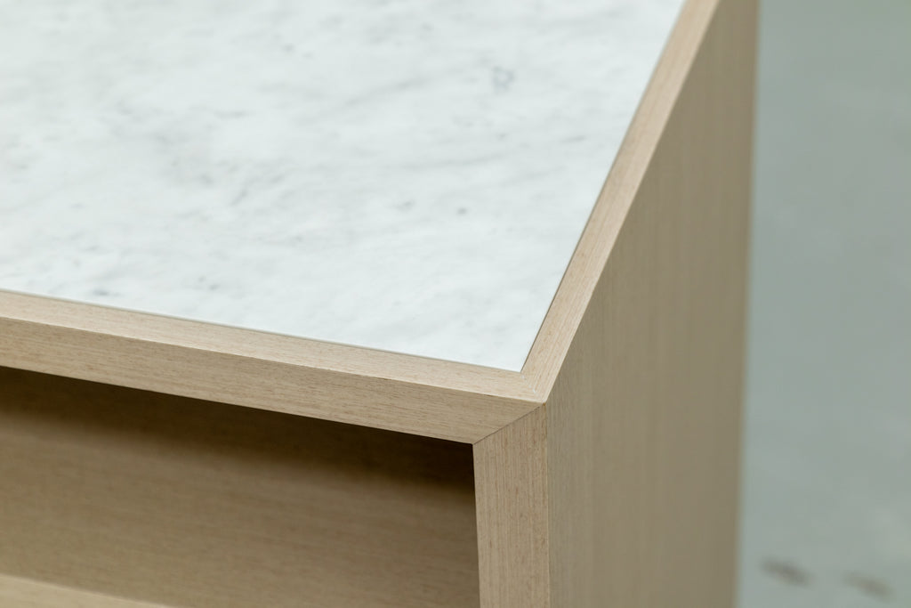 Jodie Marble Top Bed Side Table Side view 8