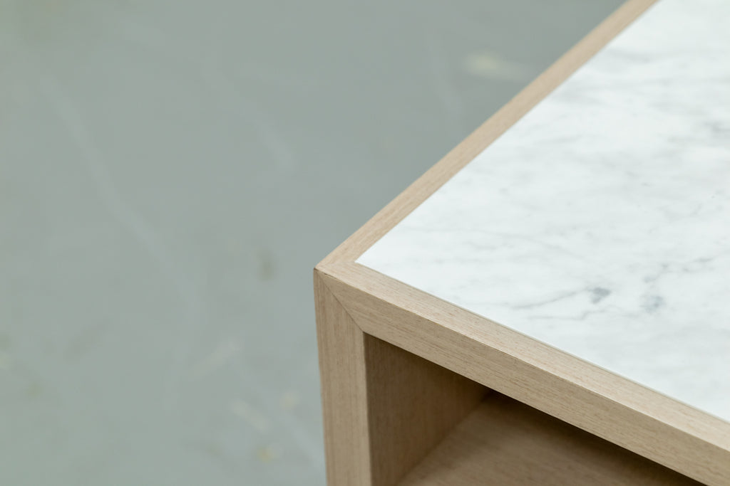 Jodie Marble Top Bed Side Table Side view 9
