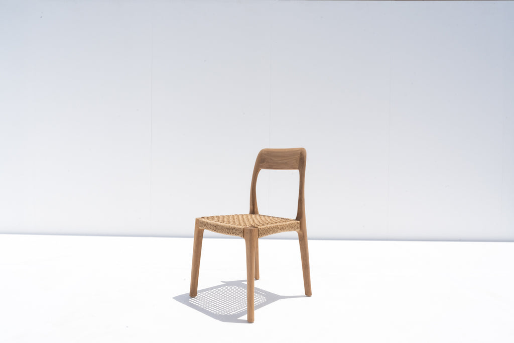 Kaia Teak Woven Dining Chair Side view 3