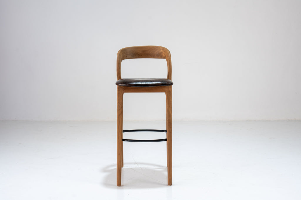 Kanso Teak Leather Bar Front View 1