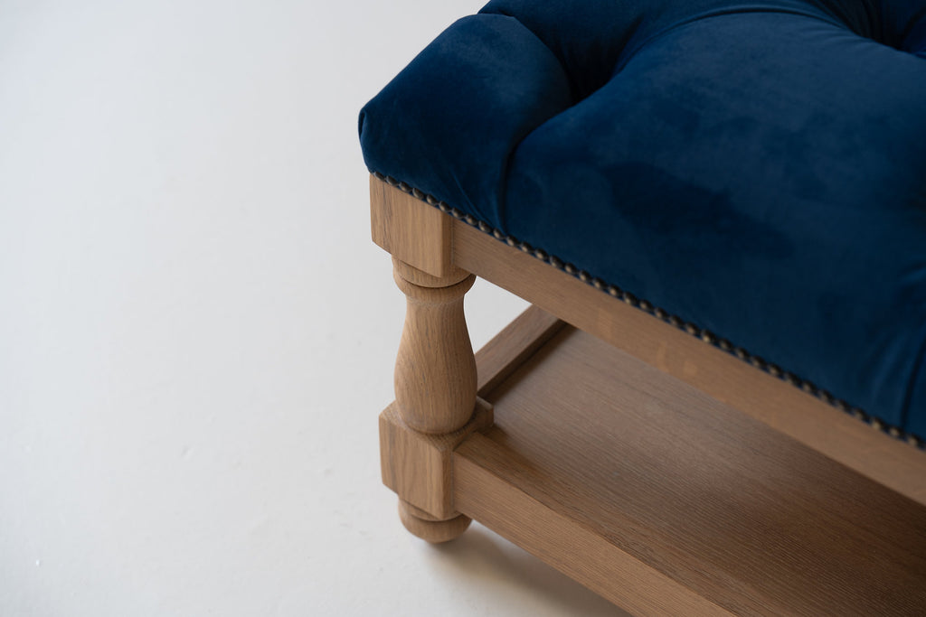 Kensington Chesterfield Ottoman Coffee Table Detailed Fabric Texture View 3