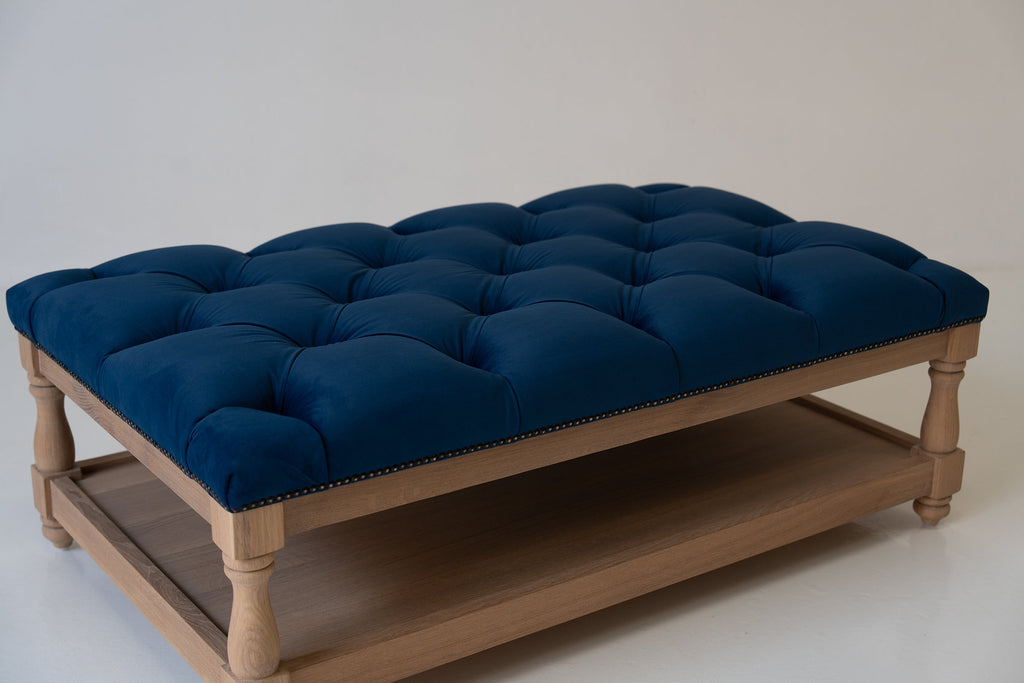 Kensington Chesterfield Ottoman Coffee Table Detailed Fabric Texture View 4