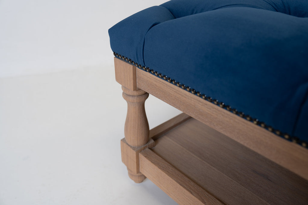 Kensington Chesterfield Ottoman Coffee Table Detailed Fabric Texture View 5