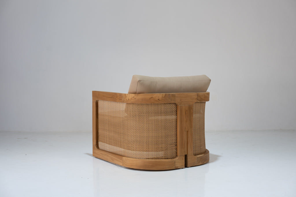 Kira Outdoor Teak Single Seater Sofa Perspective View 10