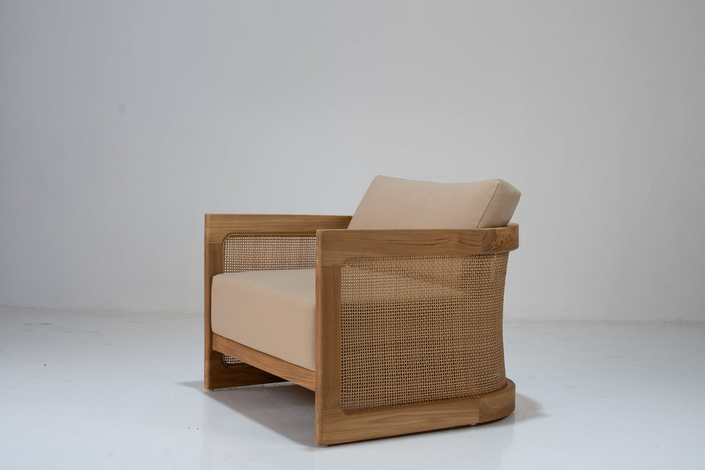 Kira Outdoor Teak Single Seater Sofa Perspective View 2