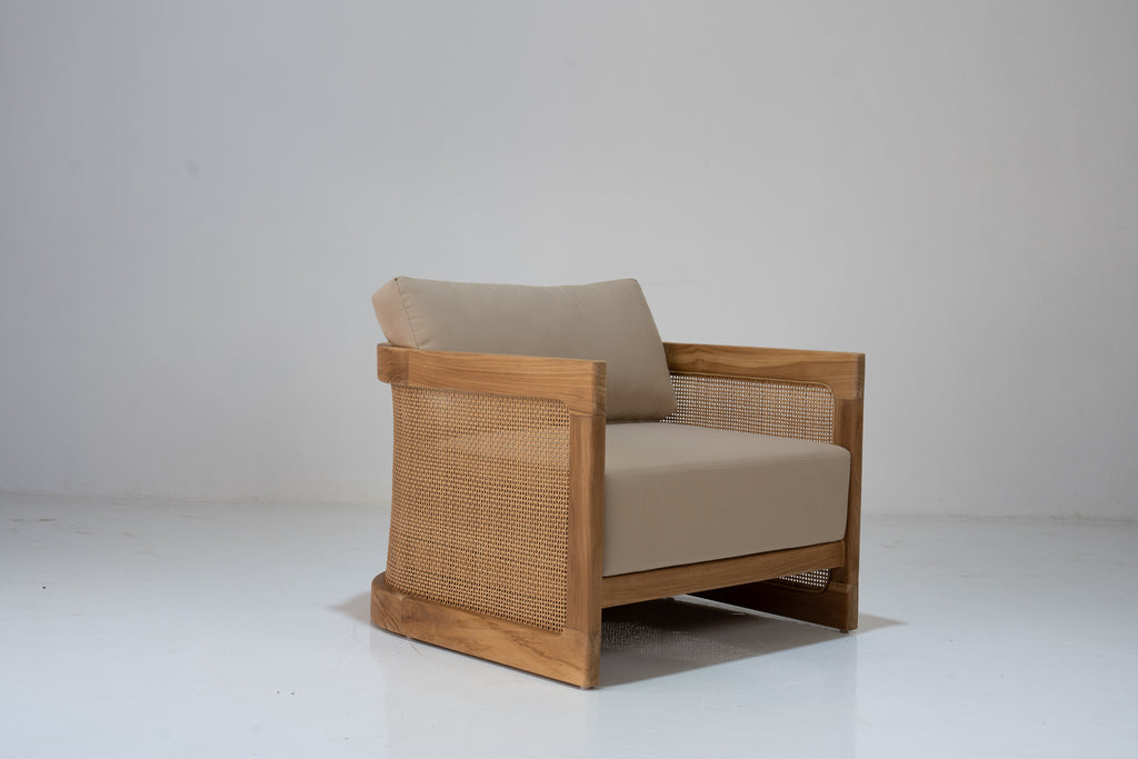 Kira Outdoor Teak Single Seater Sofa Perspective View 8