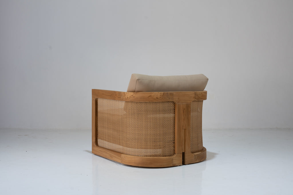 Kira Outdoor Teak Single Seater Sofa Perspective View 9