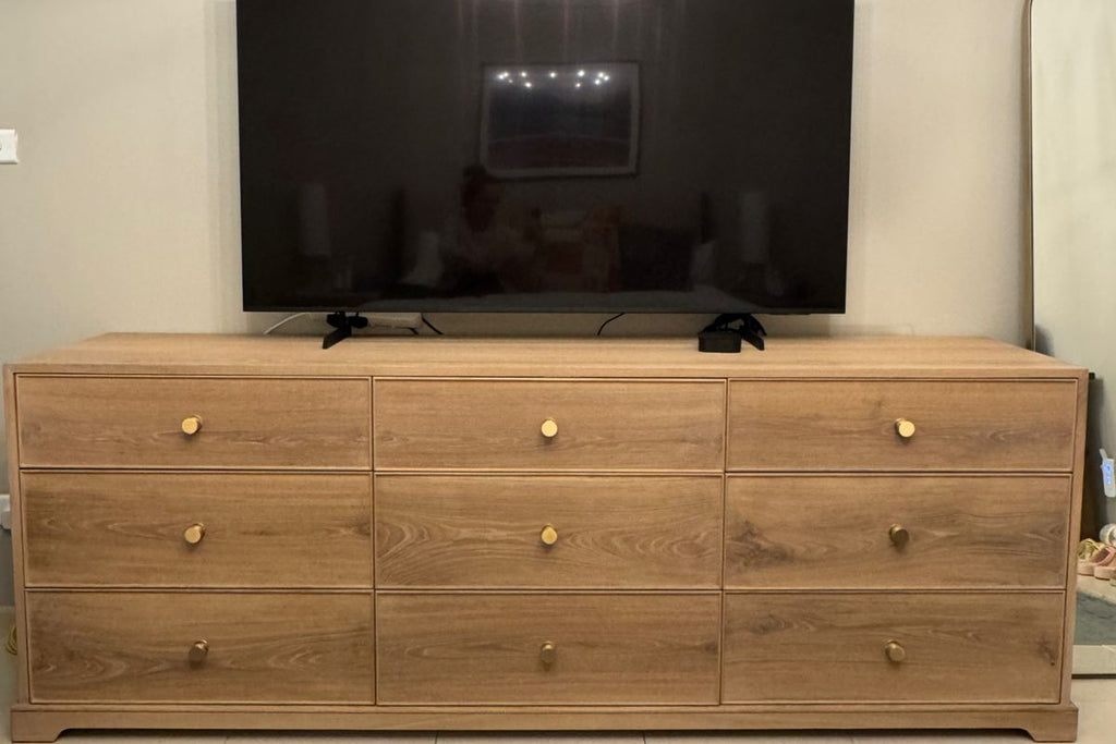 Linden Oak Chest of Drawers Actual Furniture Customer House View 1