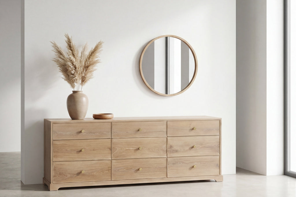 Linden Oak Chest of Drawers Indoor Perspective View 2