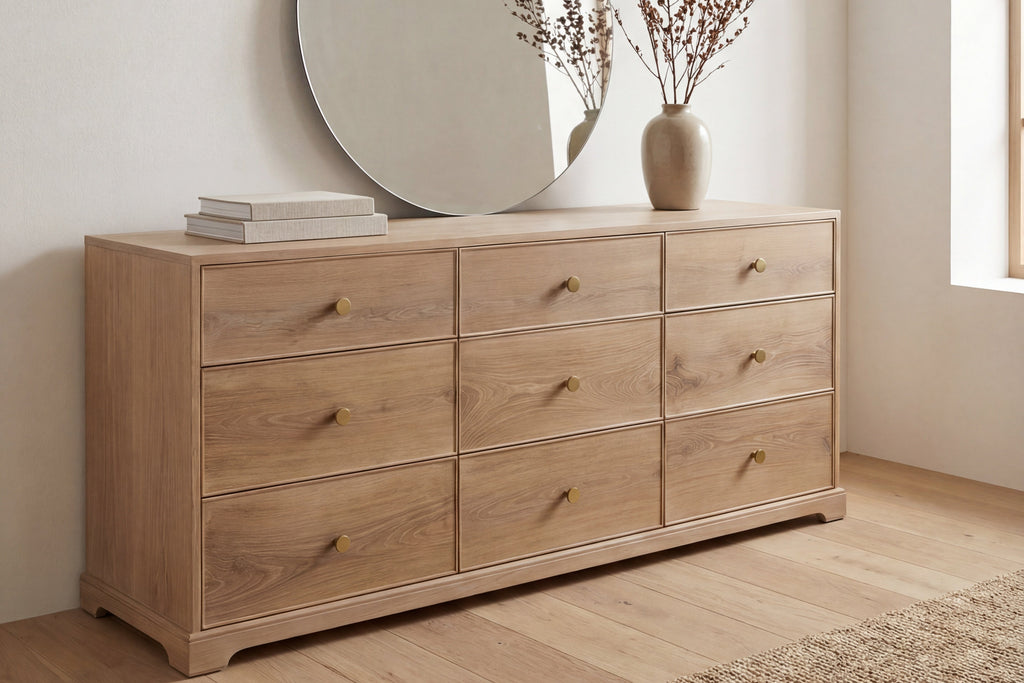 Linden Oak Chest of Drawers Indoor Perspective View 3