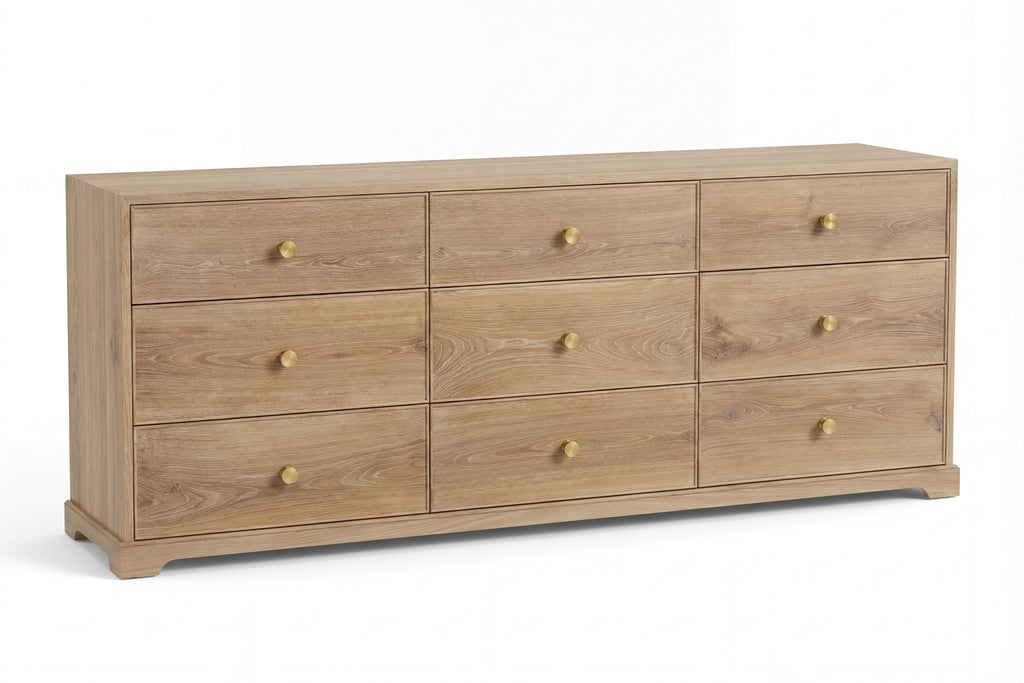 Linden Oak Chest of Drawers White Background View 3