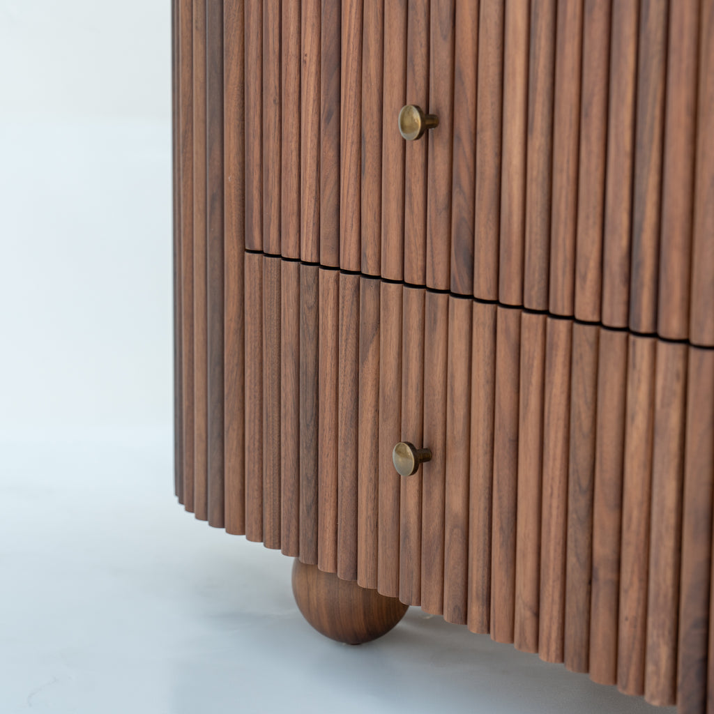 Luca Calacatta Walnut Dresser Fluted Accent View 1