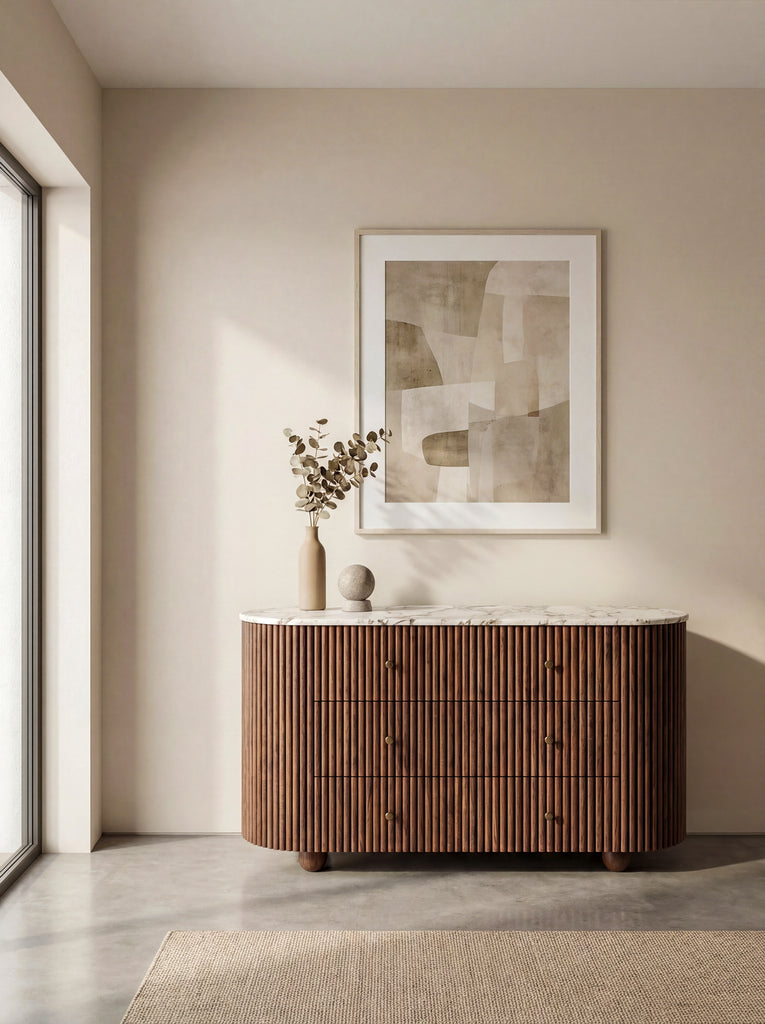 Luca Calacatta Walnut Dresser Indoor Perspective View 1