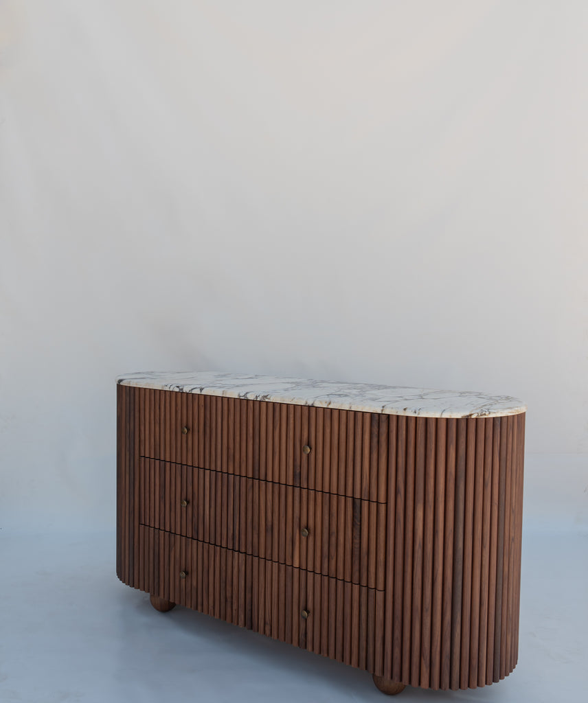 Luca Calacatta Walnut Dresser Perspective View 2
