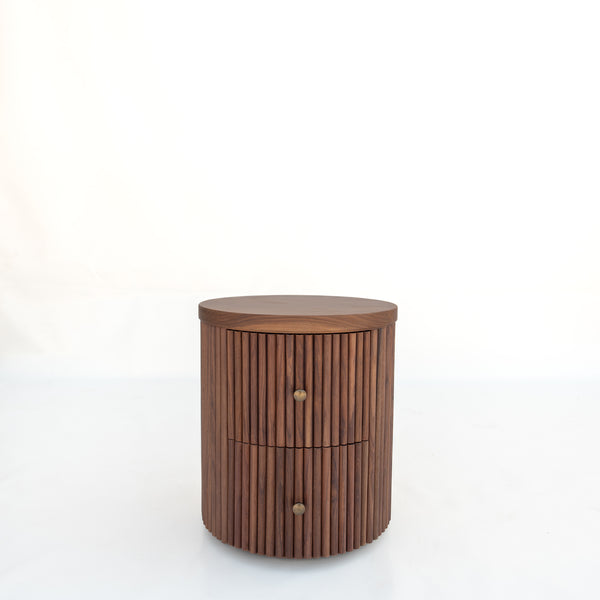 Luca Walnut Fluted Nightstand Front View 1