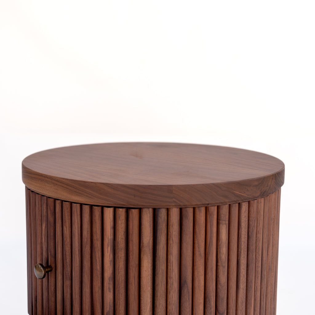 Luca Walnut Fluted Nightstand Perspective View 5