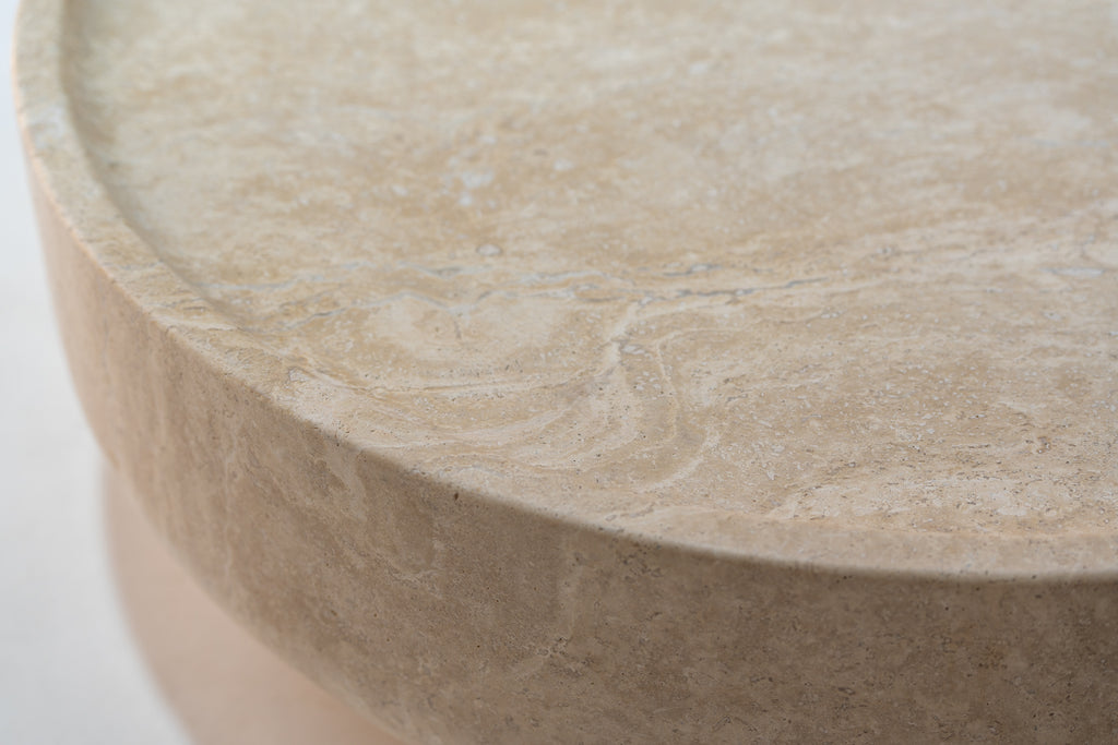 Luna Travertine Coffee Table Detailed Top Texture View 12