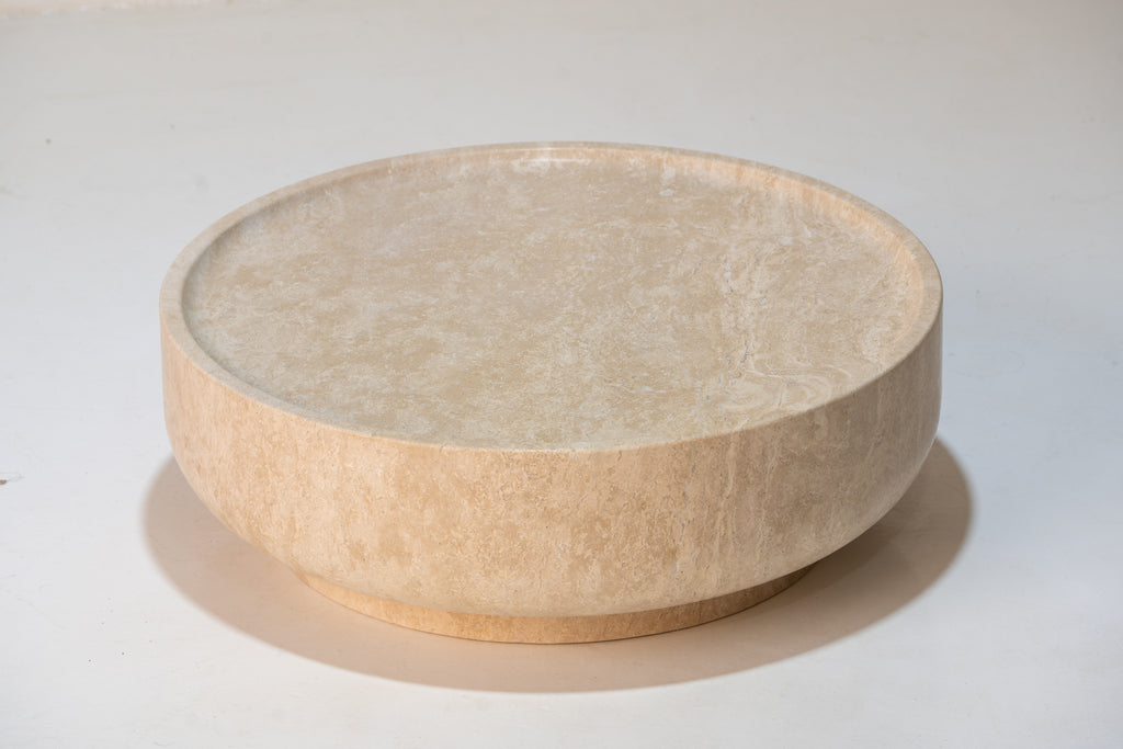 Luna Travertine Coffee Table Detailed Top Texture View 4