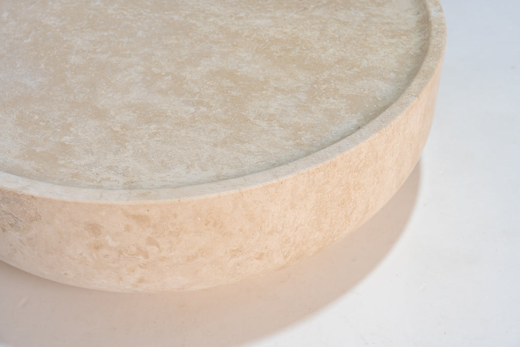 Luna Travertine Coffee Table Detailed Top Texture View 6